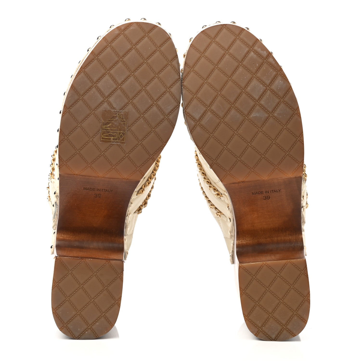 Chanel Lambskin Quilted Chain Clog Mules 39 Ivory 5 of 12