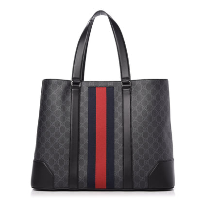 Gucci GG Supreme Monogram Web Tote Black Grey 1 of 10