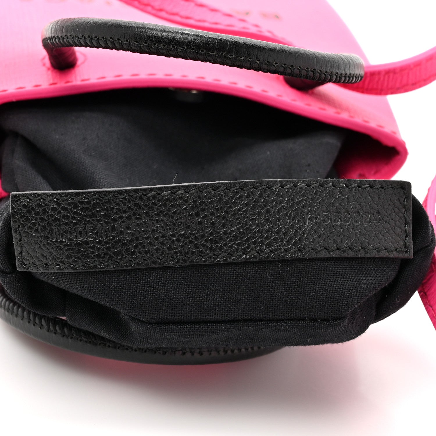 Balenciaga Squared Calfskin Logo Shopping Phone Holder Bag Acid Fuchsia 7 of 16