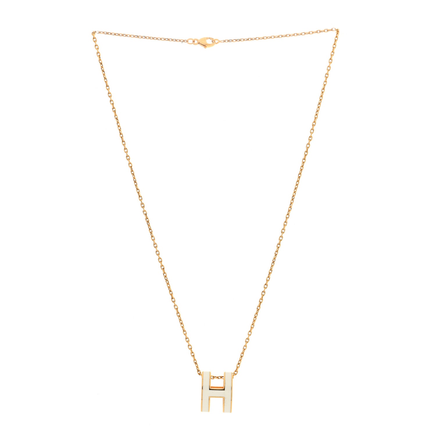 Hermes Lacquered Gold Mini Pop H Pendant Necklace Marron Glace 3 of 6