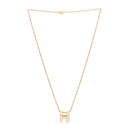 Hermes Lacquered Gold Mini Pop H Pendant Necklace Marron Glace 3 of 6