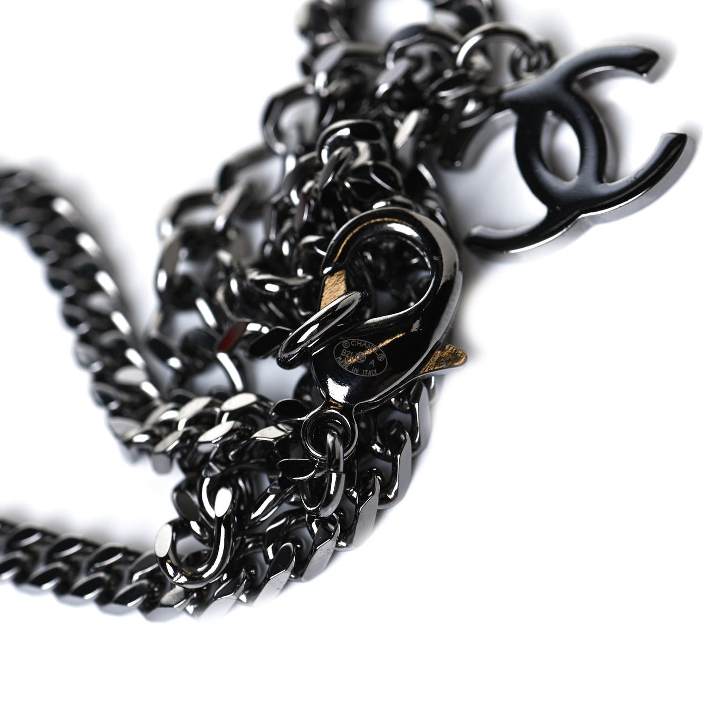 Metal Strass CC Chain Belt 90 Ruthenium