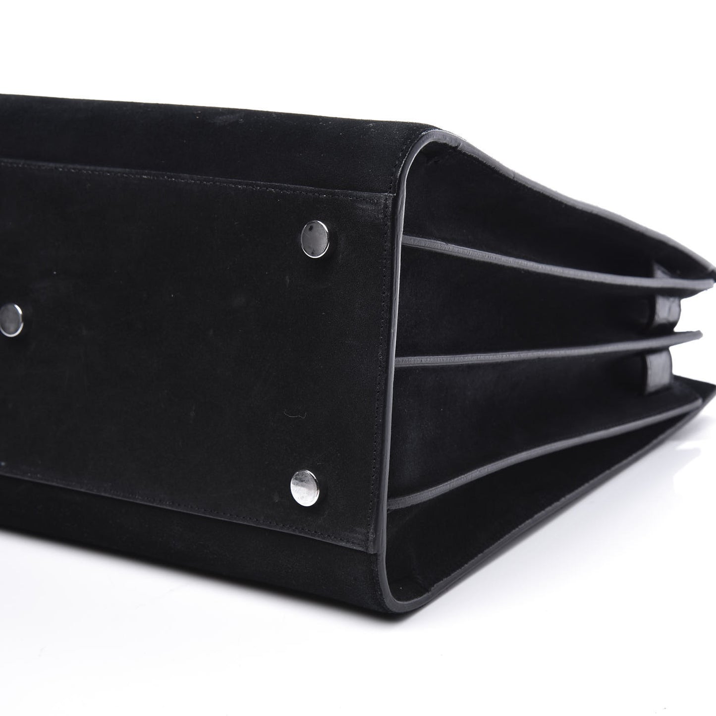 Suede Crocodile Embossed Small Sac De Jour Black