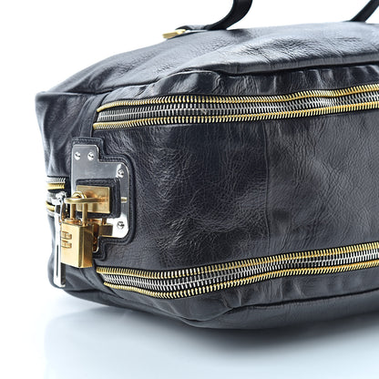 Prada Glace Calfskin Zippers Plaque Boston Black 9 of 12