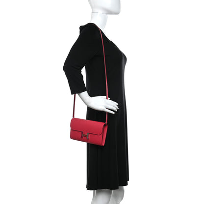 Hermes Epsom Alligator Lizard Constance Wallet To Go Rose Extreme 2 of 11