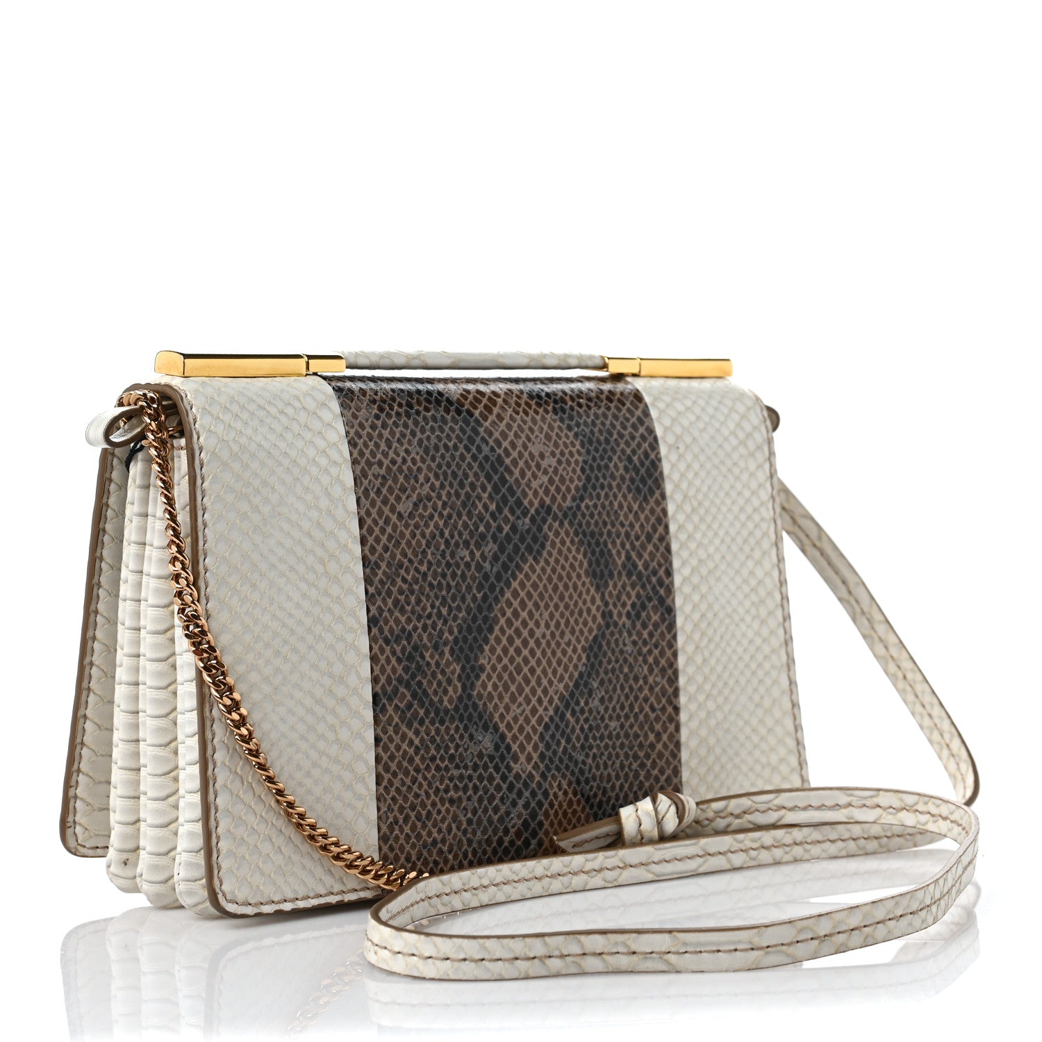 Stella McCartney Alter Snake Embossed Small Flo Shoulder Bag Ivory 3 of 10