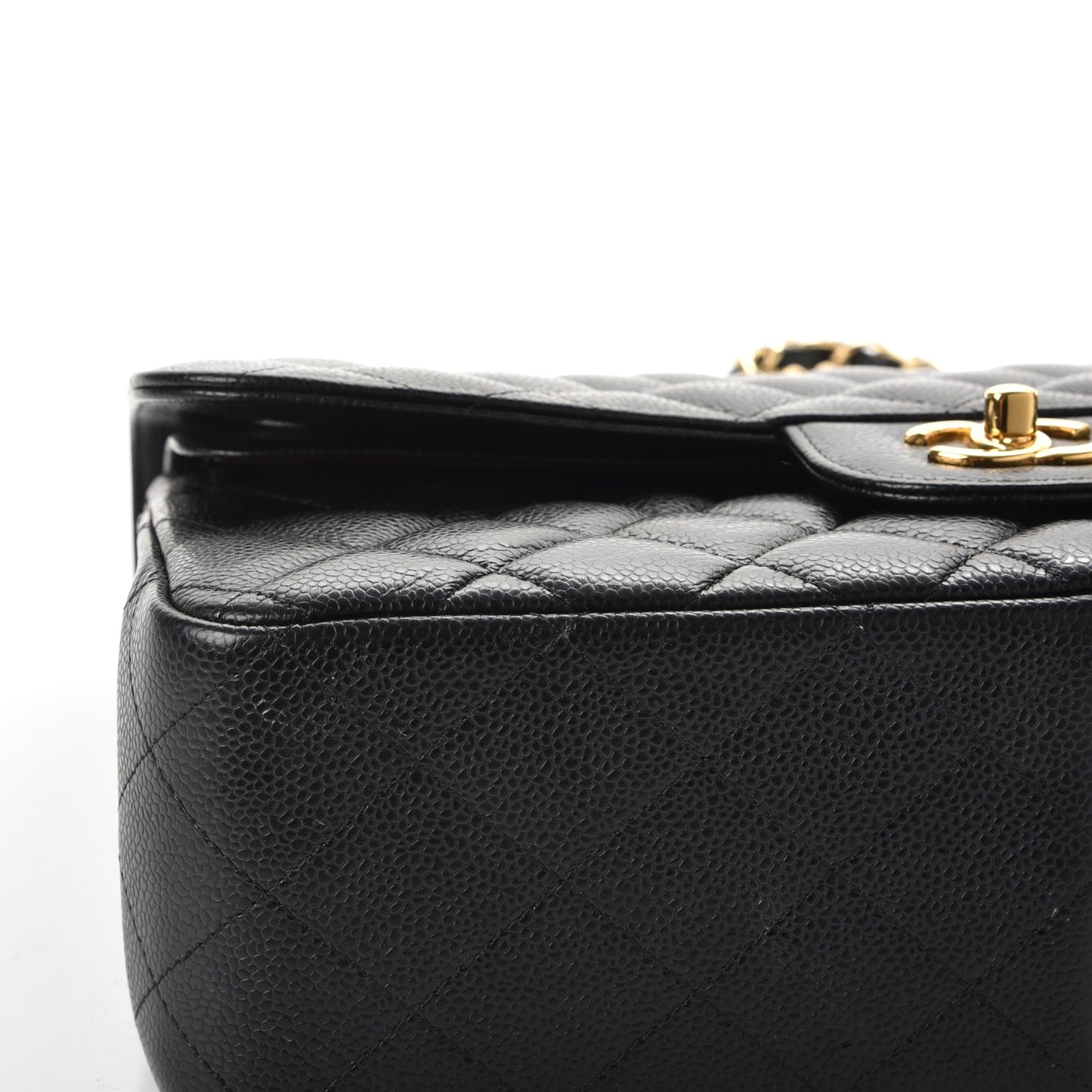 Caviar Quilted Jumbo Double Flap Black