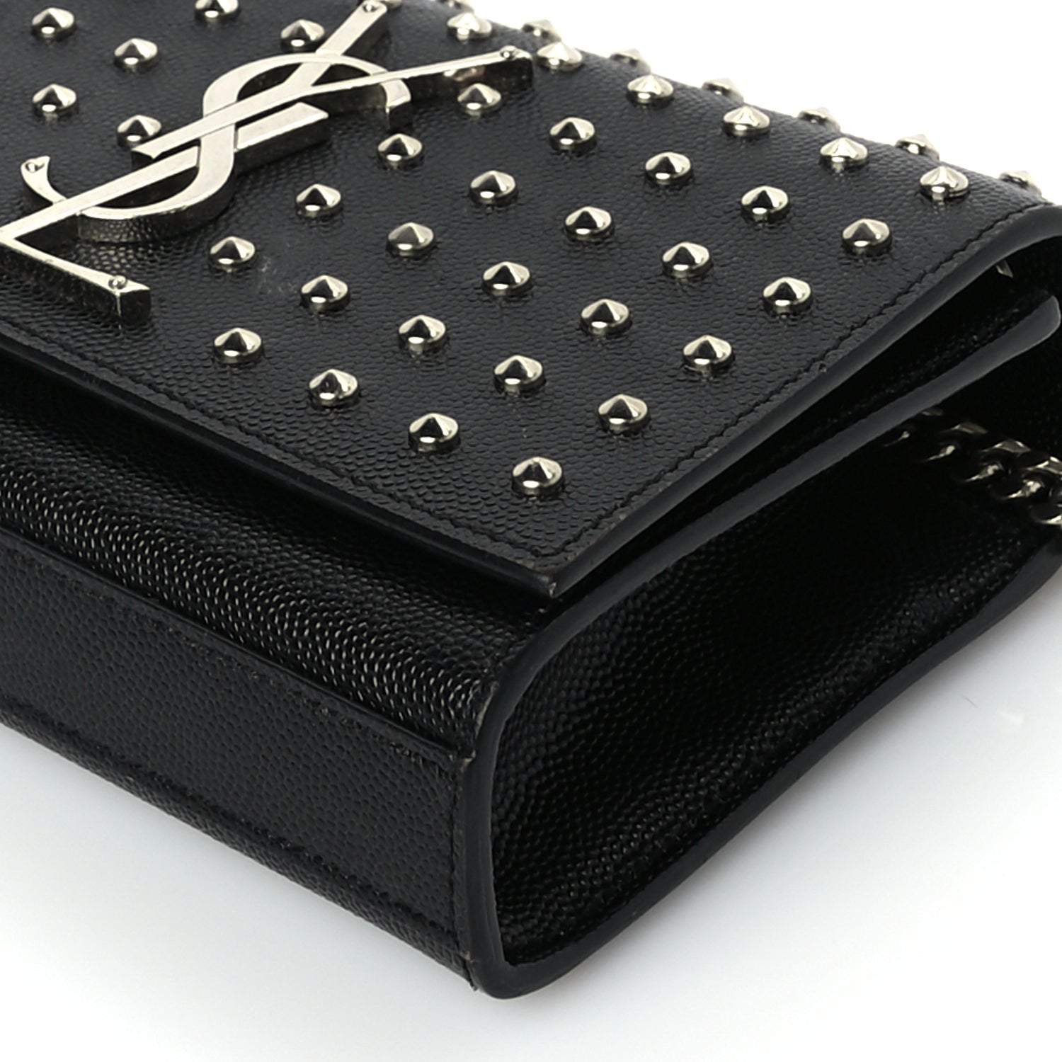 Saint Laurent Grain De Poudre Studded Small Classic Monogram Kate Satchel 8 of 8
