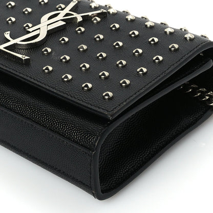 Saint Laurent Grain De Poudre Studded Small Classic Monogram Kate Satchel 8 of 8