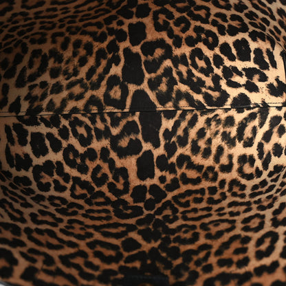 Saint Laurent Calfskin Large Leopard Print Shopping Tote Black 5 of 9