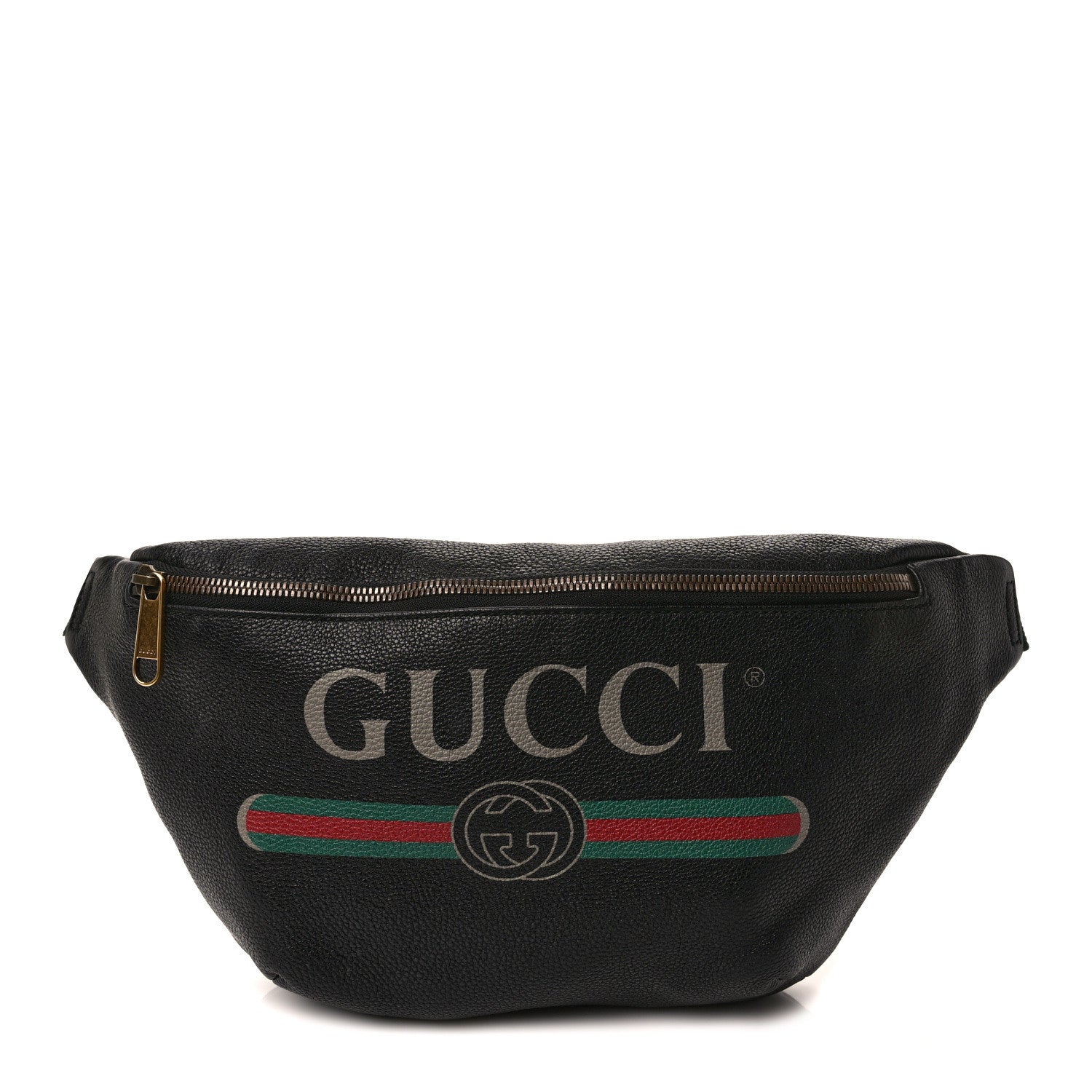 Gucci Grained Calfskin Logo Belt Bag Black 1 of 9