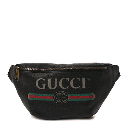 Gucci Grained Calfskin Logo Belt Bag Black 1 of 9