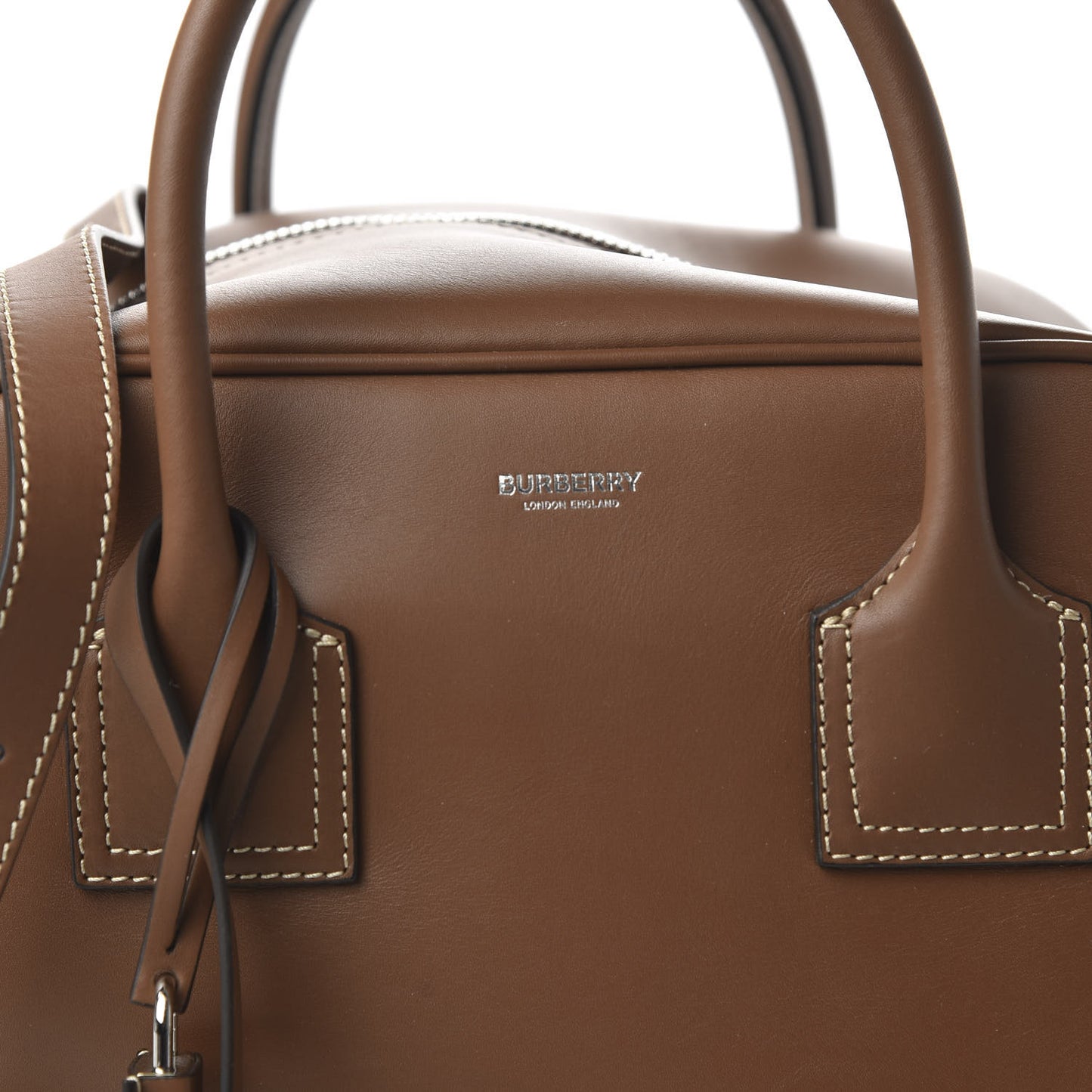 Smooth Calfskin Medium Cube Bowling Bag Malt Brown