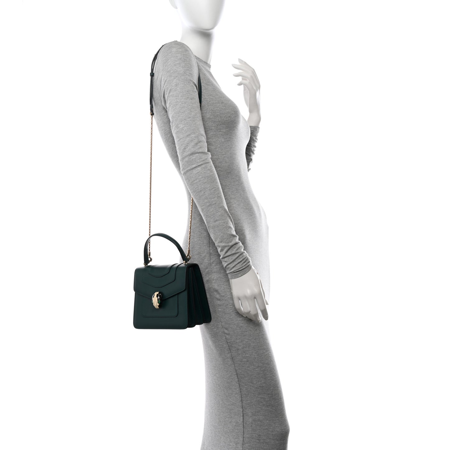 Calfskin Serpenti Forever Top Handle Emerald Green