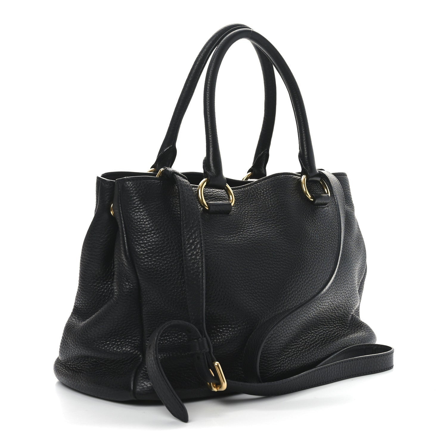 Prada Vitello Daino Tote Black 3 of 7