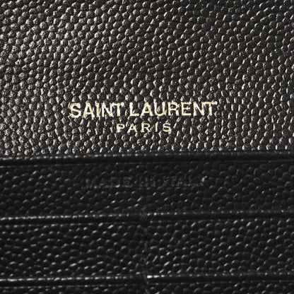 Saint Laurent Grain De Poudre Matelasse Chevron Monogram Flap Wallet Black 6 of 9