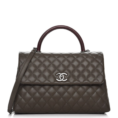 Chanel Caviar Lizard Quilted Medium Coco Handle Flap Khaki 1 of 8