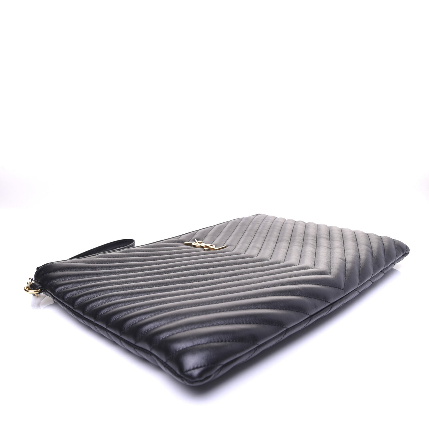Calfskin Matelasse Chevron Monogram Document Holder Black