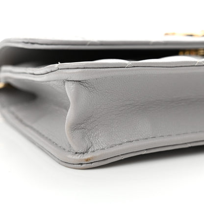 Chanel Lambskin Pearl Quilted Flap Phone Holder With Chain Grey 10 of 13