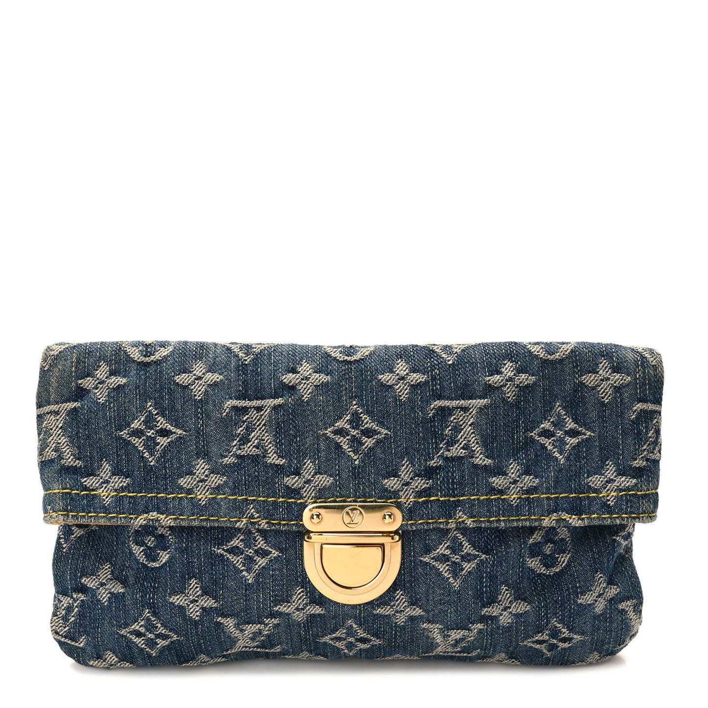 LOUIS VUITTON Monogram Denim Pochette Plat Clutch Blue
