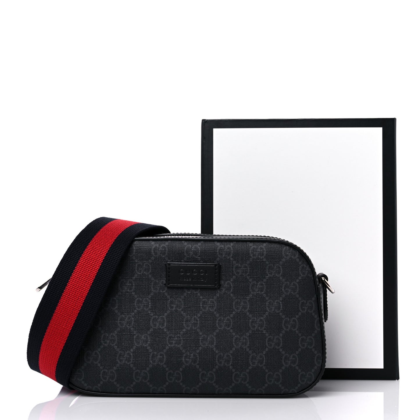 GG Supreme Monogram Web Shoulder Bag Black Grey