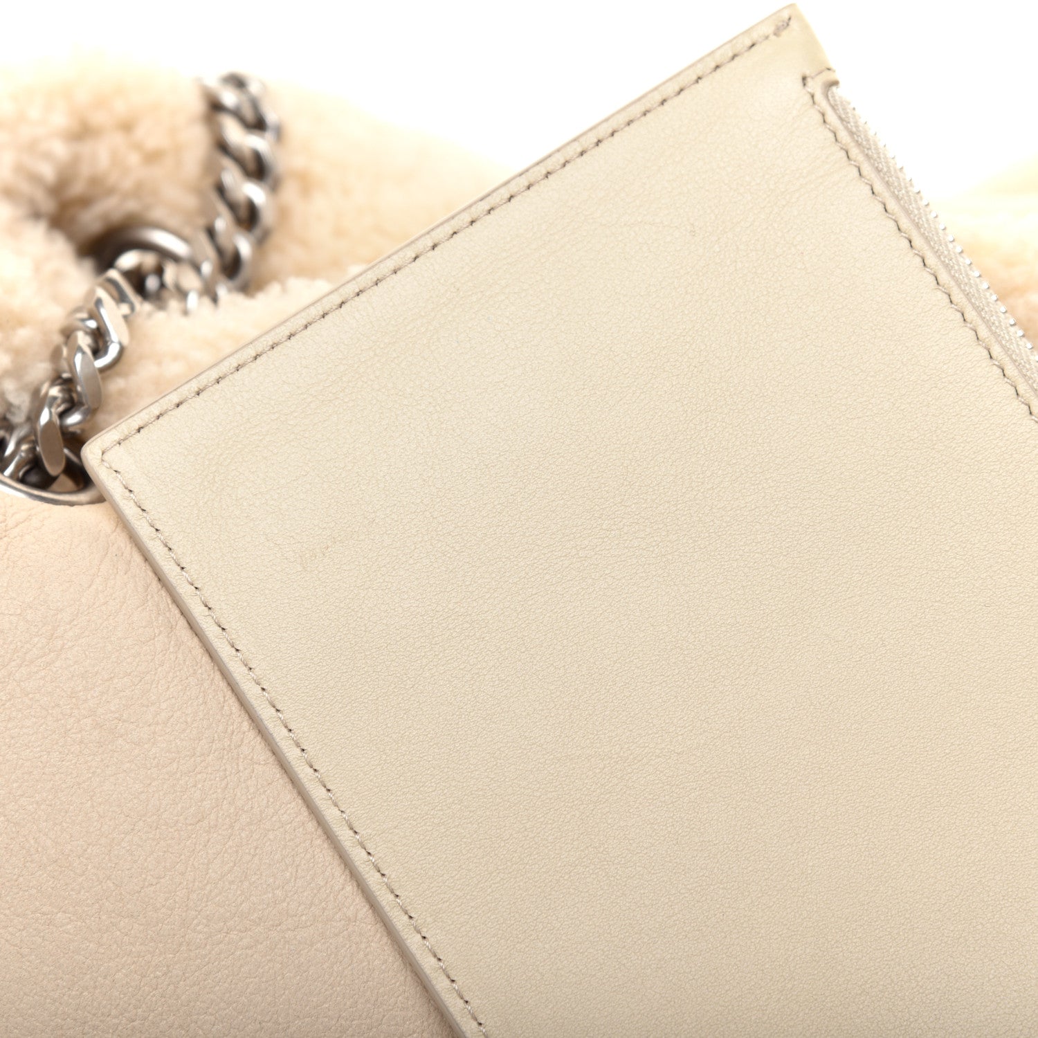 Saint Laurent Shearling Medium Nolita Shoulder Bag Natural 14 of 14