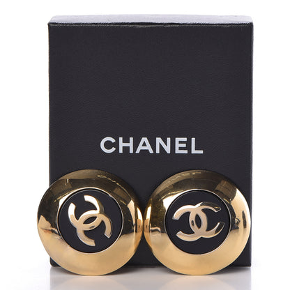 Chanel CC Clip On Earrings Black Gold 5 of 5
