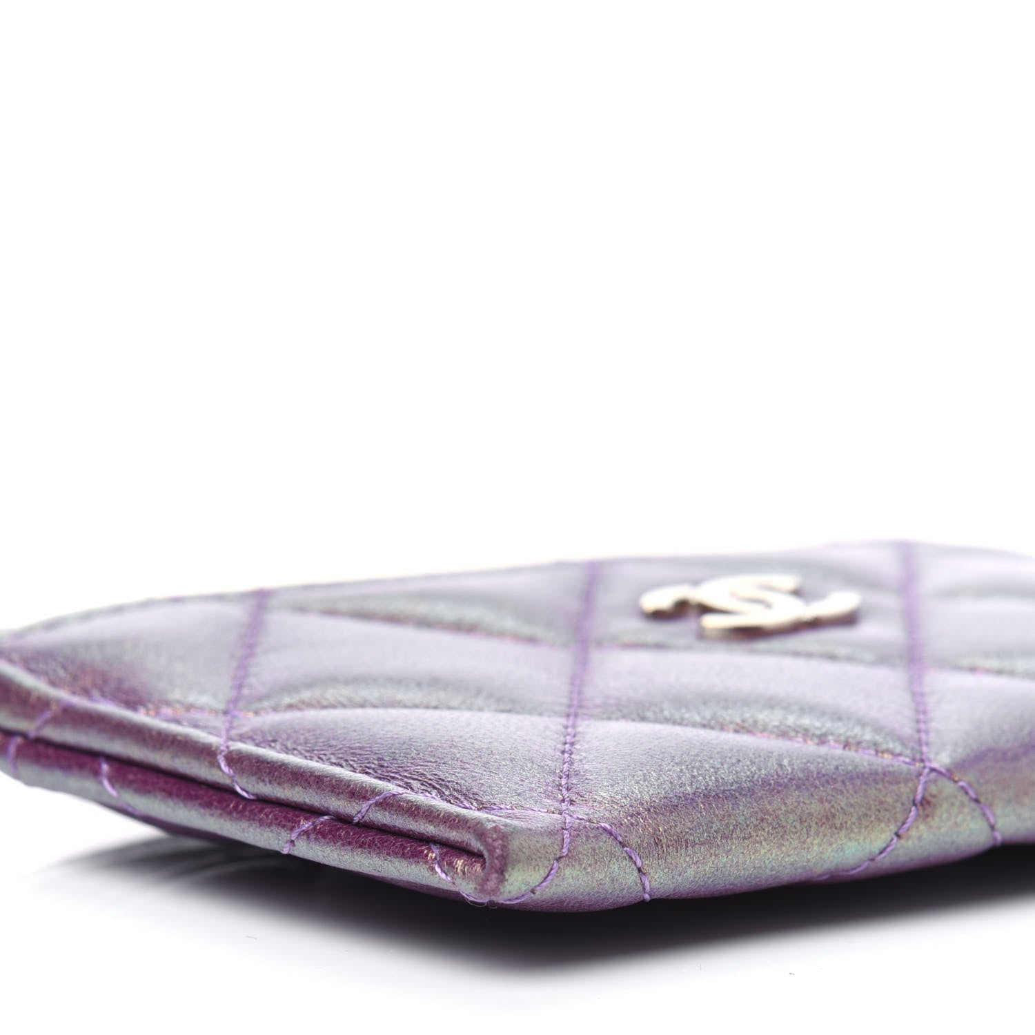 Chanel Iridescent Lambskin Quilted Card Holder Purple 9 of 14