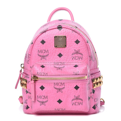 MCM Visetos Side Stud X-Mini Stark Bebe Boo Backpack Pink 1 of 7