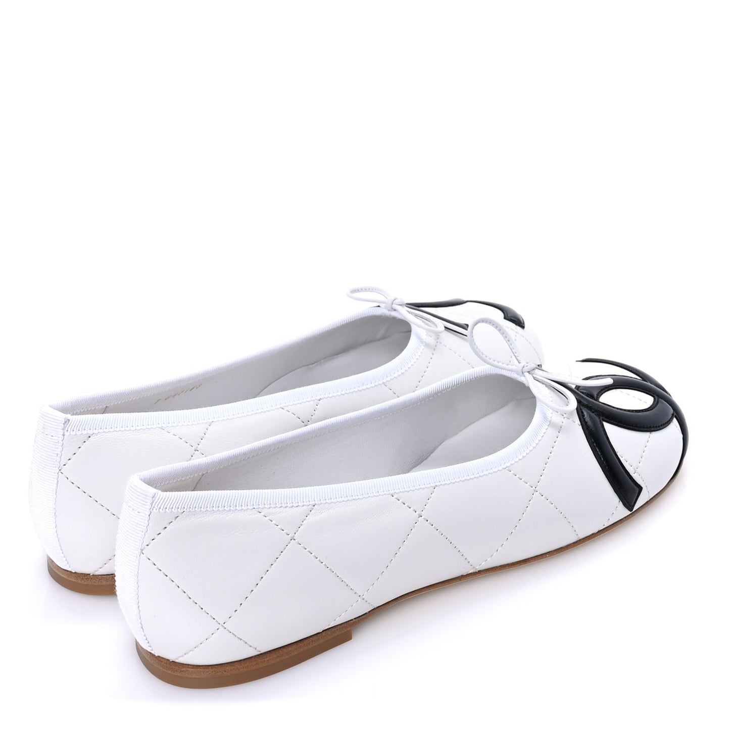 Lambskin Quilted CC Cambon Ballet Flats 40.5  White Black