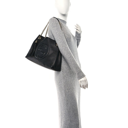 Gucci Pebbled Calfskin Medium Soho Chain Shoulder Bag Black 2 of 11