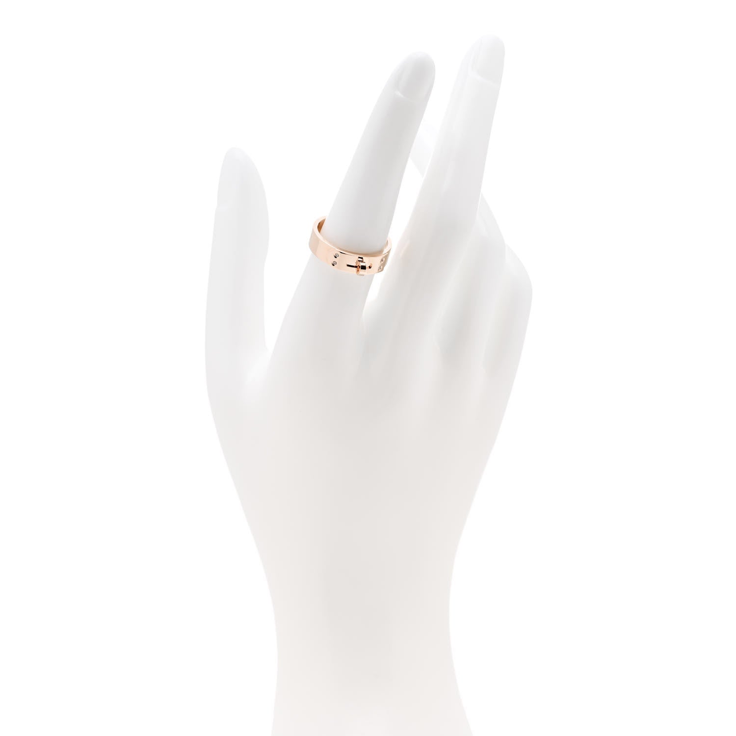 Hermes 18K Rose Gold Diamond PM Kelly Ring 55 7.25 2 of 4