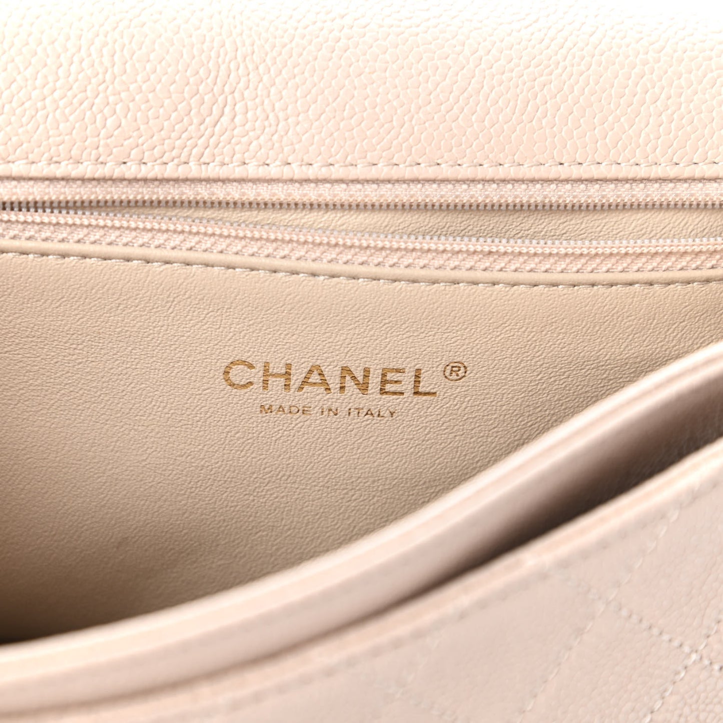 Caviar Quilted Flap Light Beige