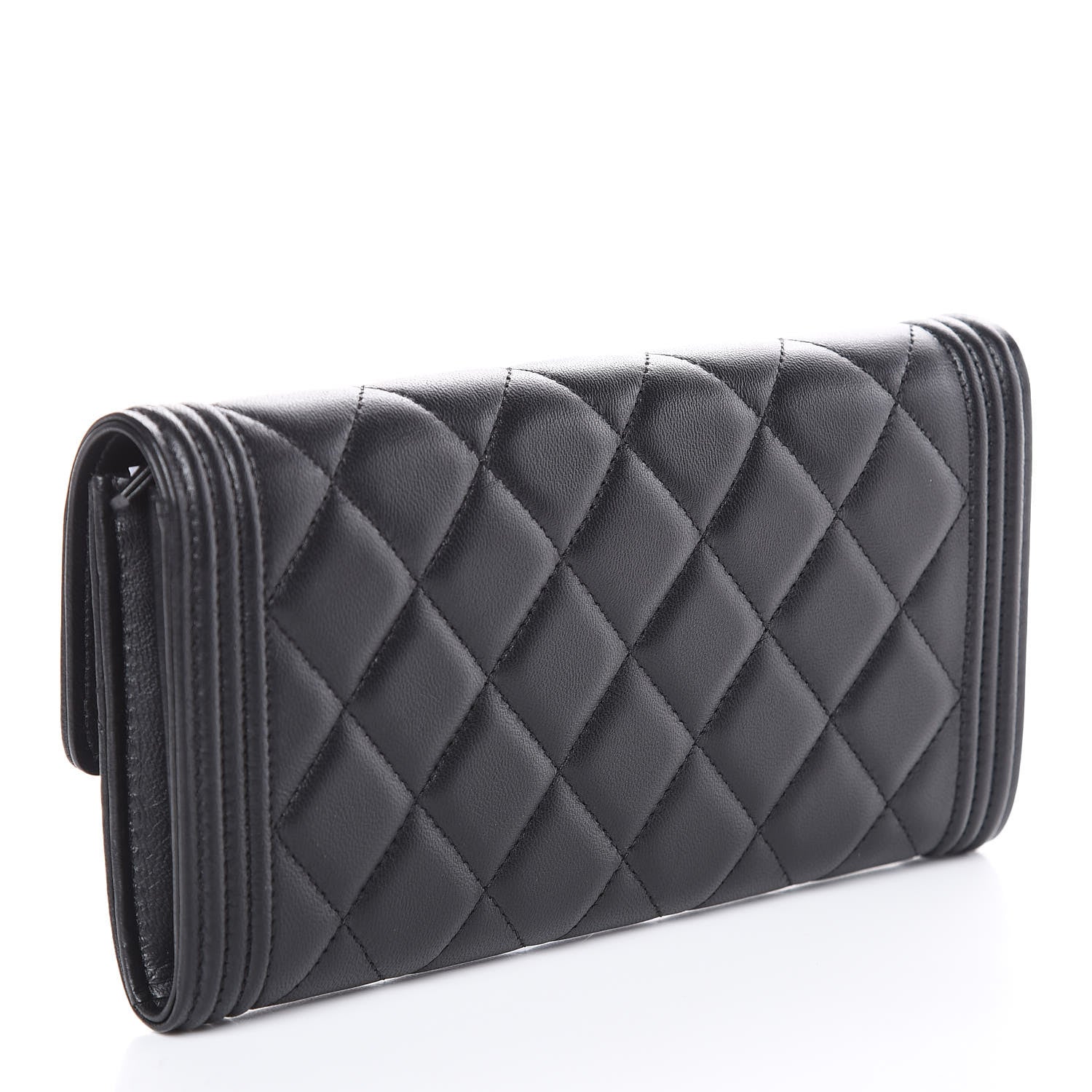Chanel Lambskin Quilted Boy Flap Wallet Black 3 of 11