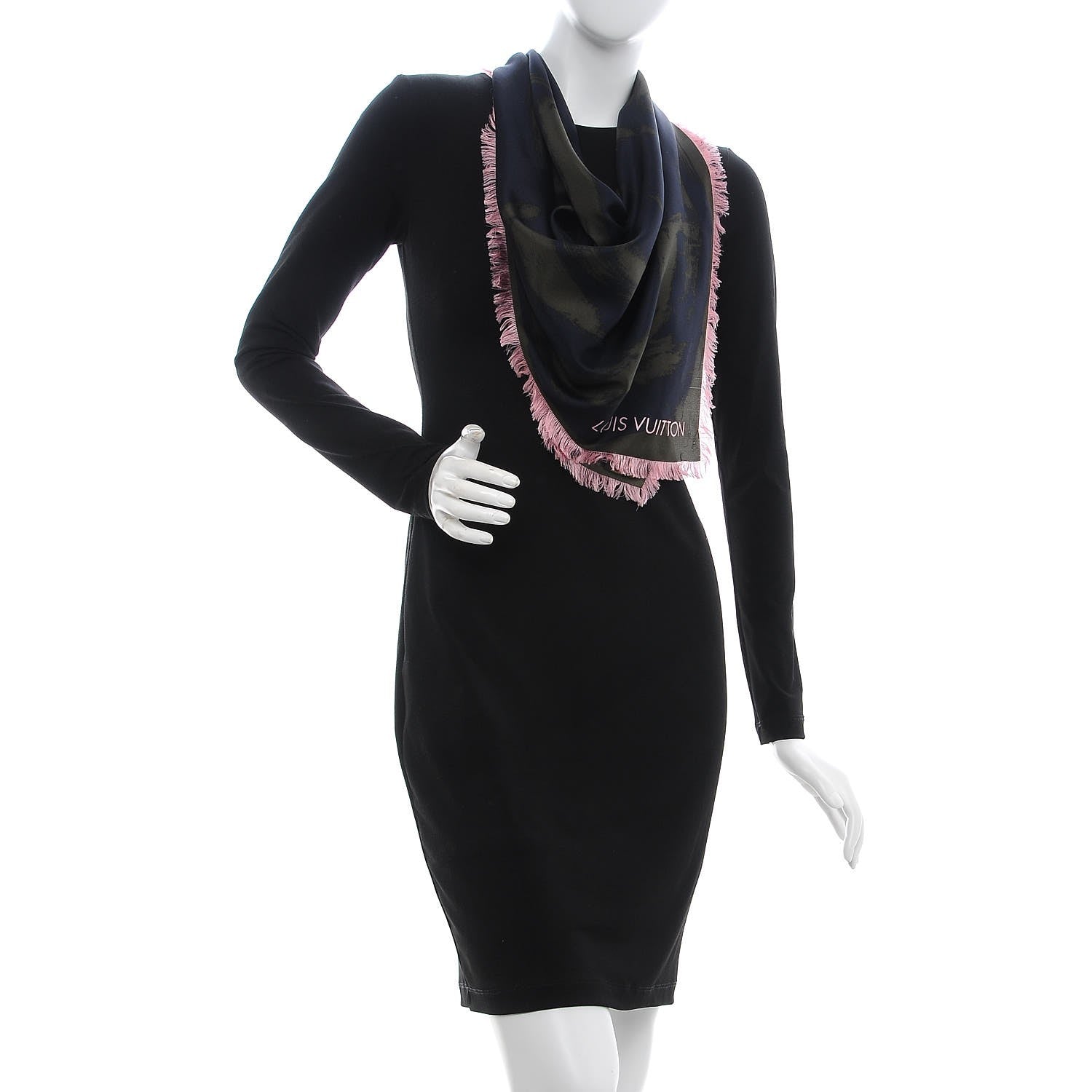 Louis Vuitton Silk Arty Flower Scarf Green Pink 2 of 6