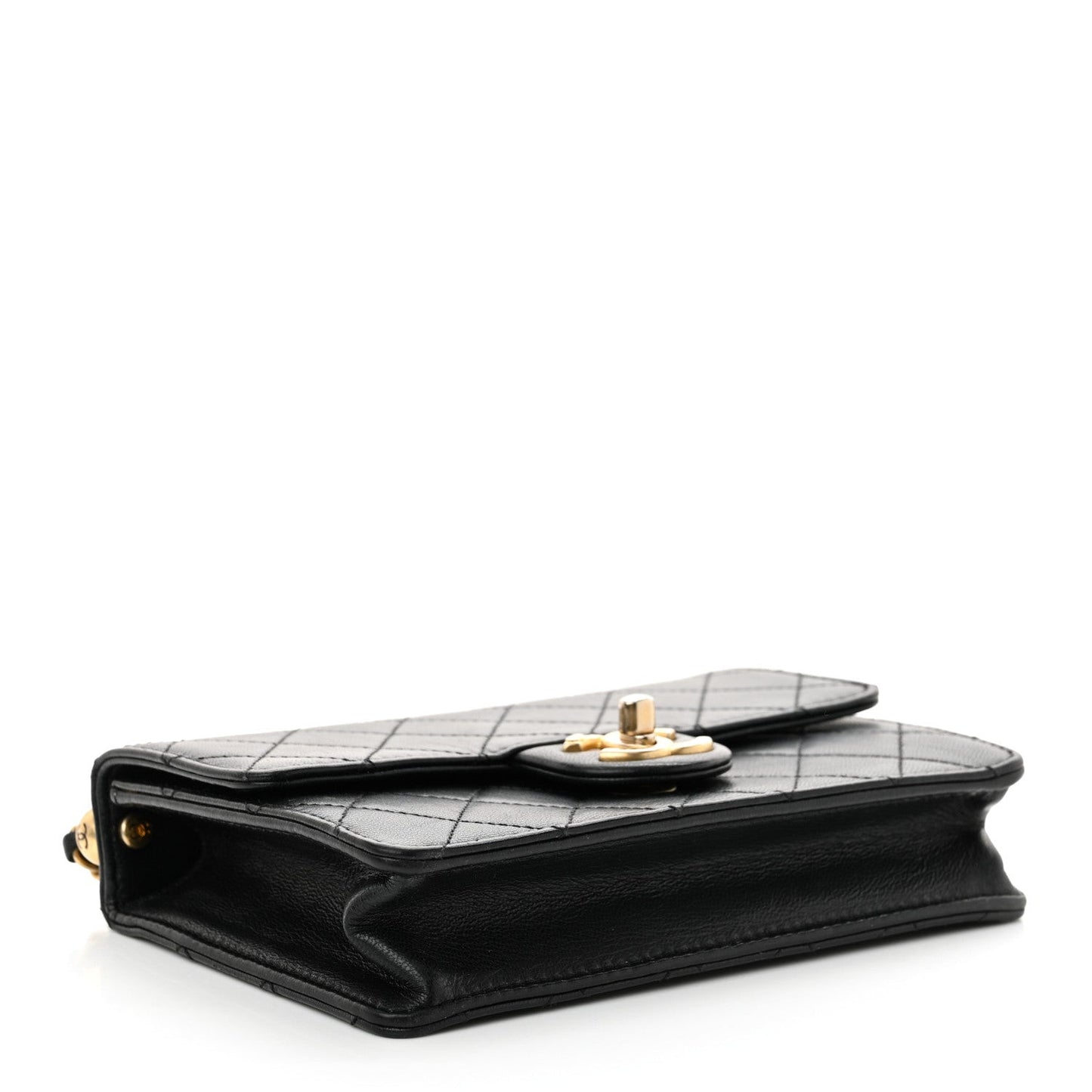 Lambskin Quilted Small Chic Pearls Flap Black
