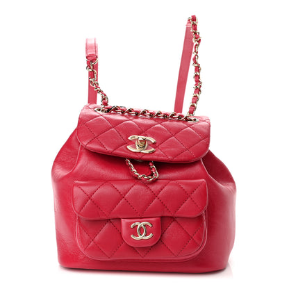 Chanel Glazed Aged Calfskin Quilted Small Duma Drawstring Backpack Red 1 of 10
