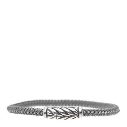 David Yurman Sterling Silver Leather Chevron Woven Bracelet Gray 1 of 5