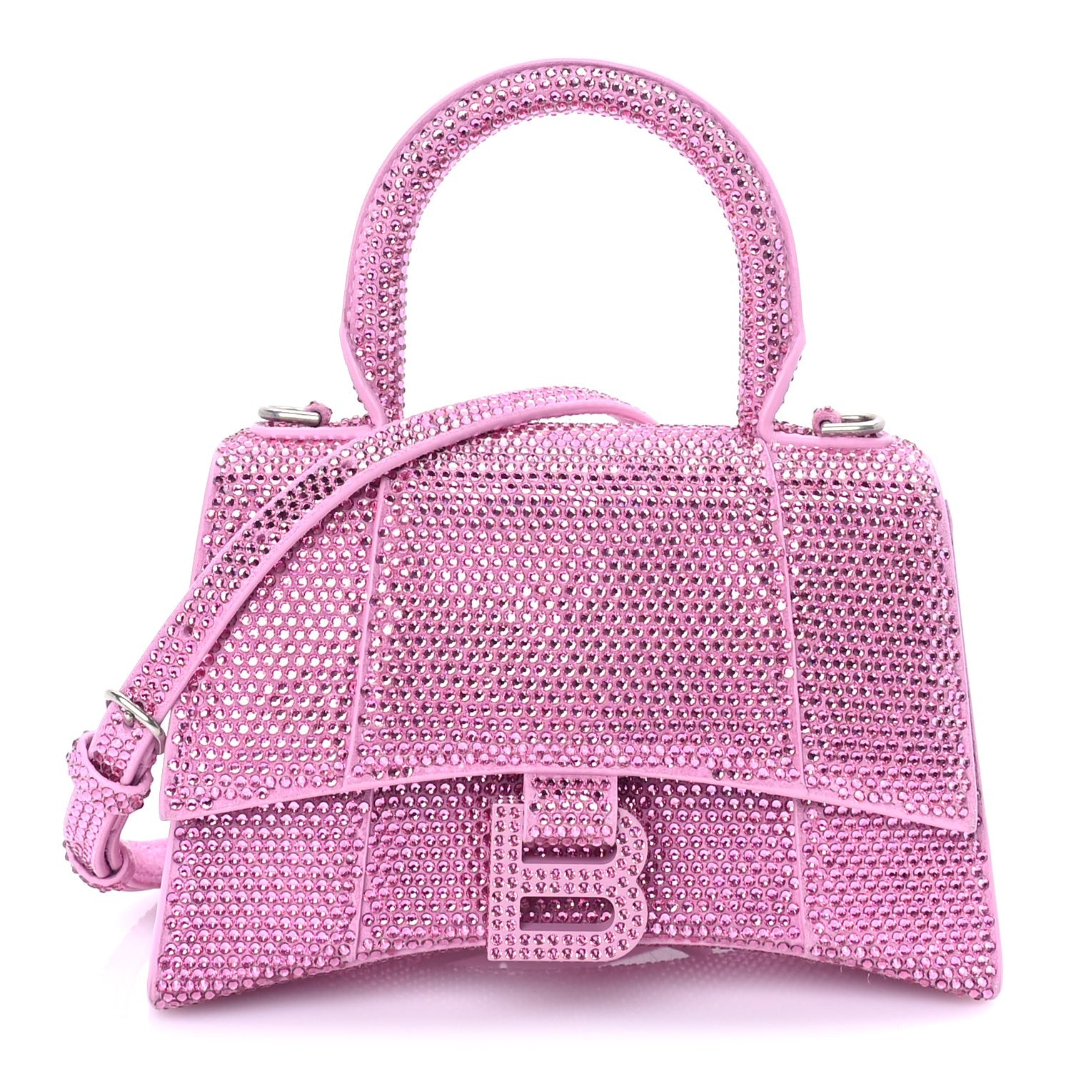Balenciaga Strass Suede Hourglass Top Handle Bag XS  Pink 1 of 7