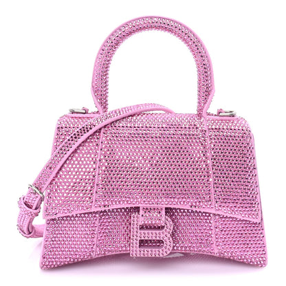 Balenciaga Strass Suede Hourglass Top Handle Bag XS  Pink 1 of 7