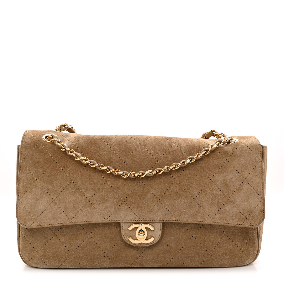 Chanel Suede Calfskin Small Souplissimo Maxi Flap Dark Beige 1 of 10