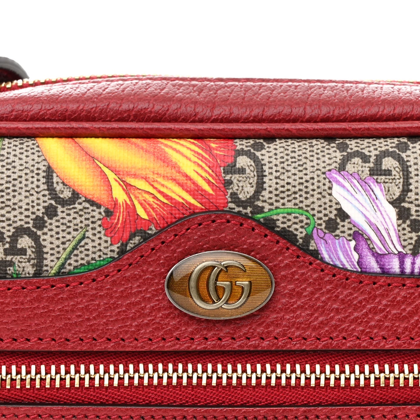 GG Supreme Monogram Flora Web Mini Ophidia Shoulder Bag Red
