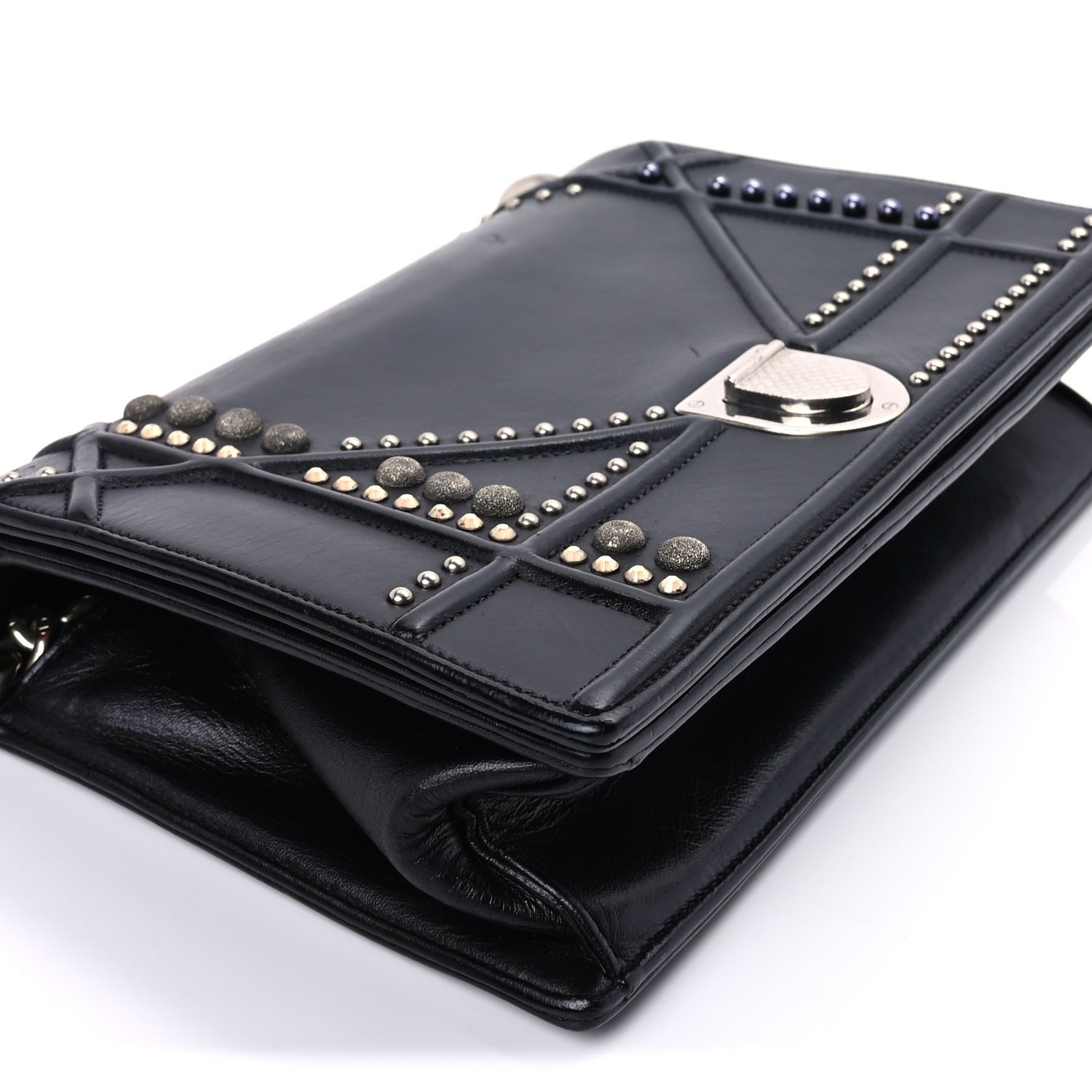 Christian Dior Lambskin Studded Medium Diorama Flap Bag Black Black 7 of 7