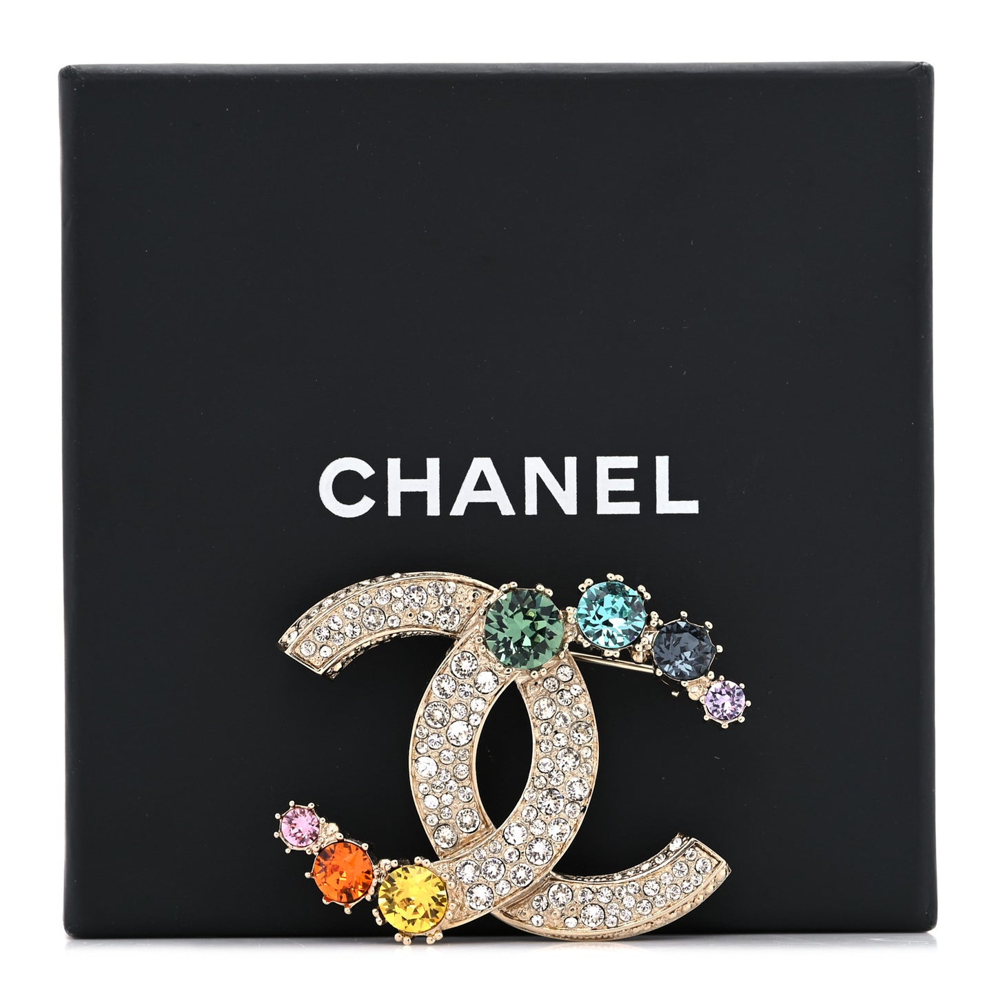 Crystal CC Brooch Gold Multicolor