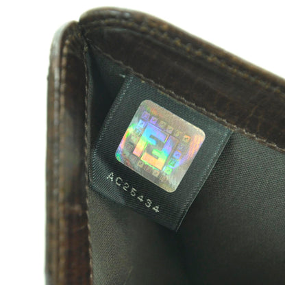 Fendi Zucchino Vitello Compact Zip Around Wallet Mogano Panna Bruciato 9 of 11