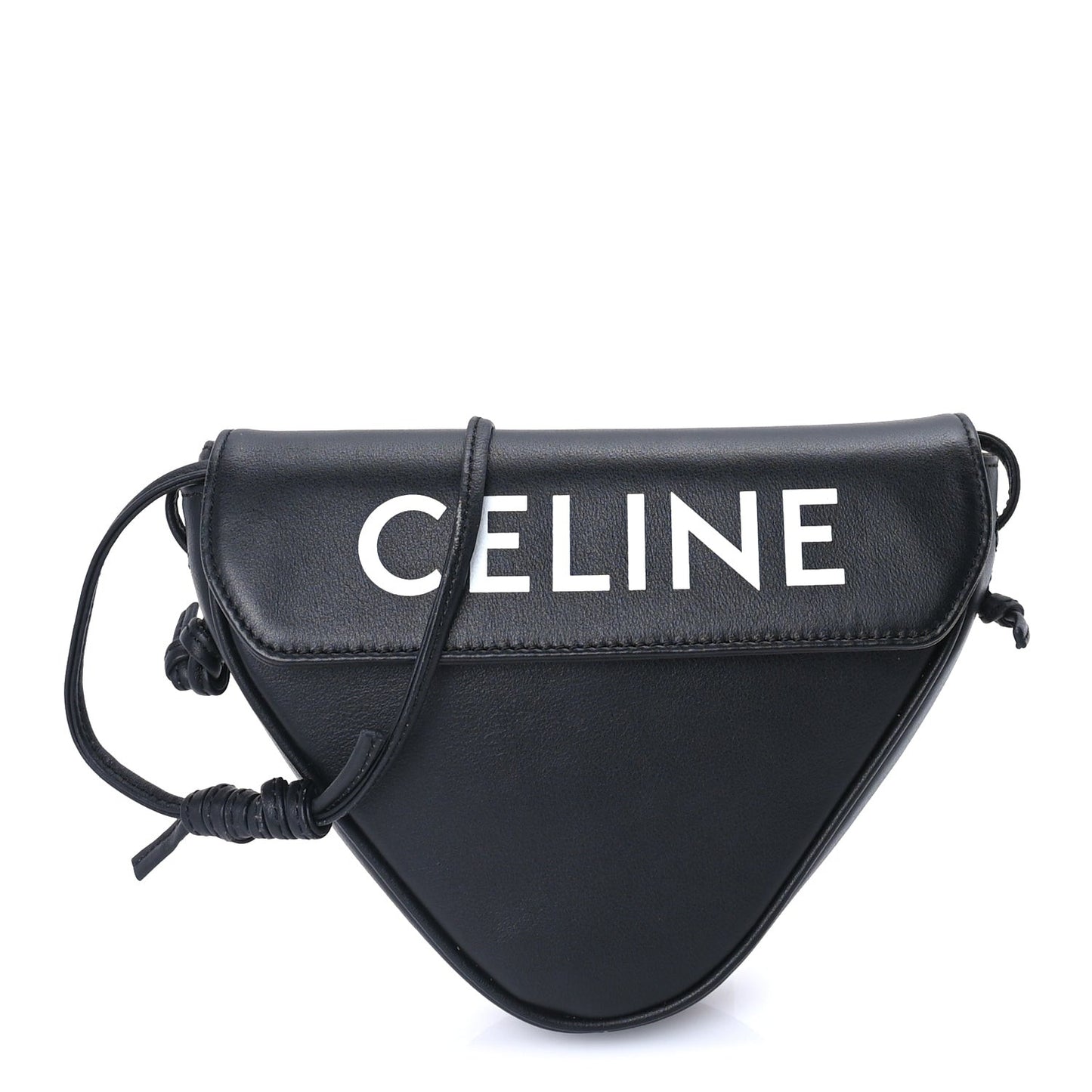 Smooth Calfskin Triangle Crossbody Bag Black