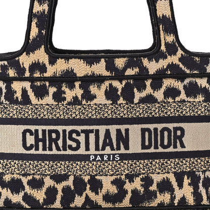 Christian Dior Canvas Mizza Embroidered Mini Leopard Book Tote Beige 6 of 7