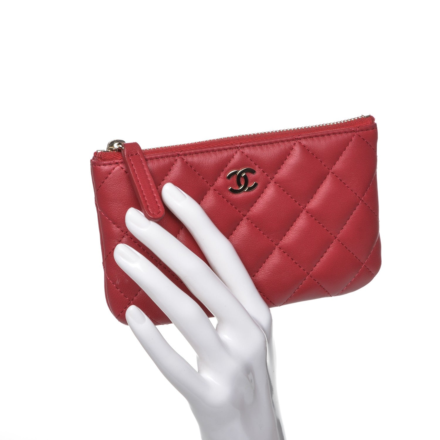 Chanel Lambskin Quilted Small Cosmetic Case Dark Pink 2 of 7