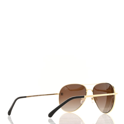 Chanel Metal Polarized Aviator CC Sunglasses 4189-T-Q Brown 4 of 6