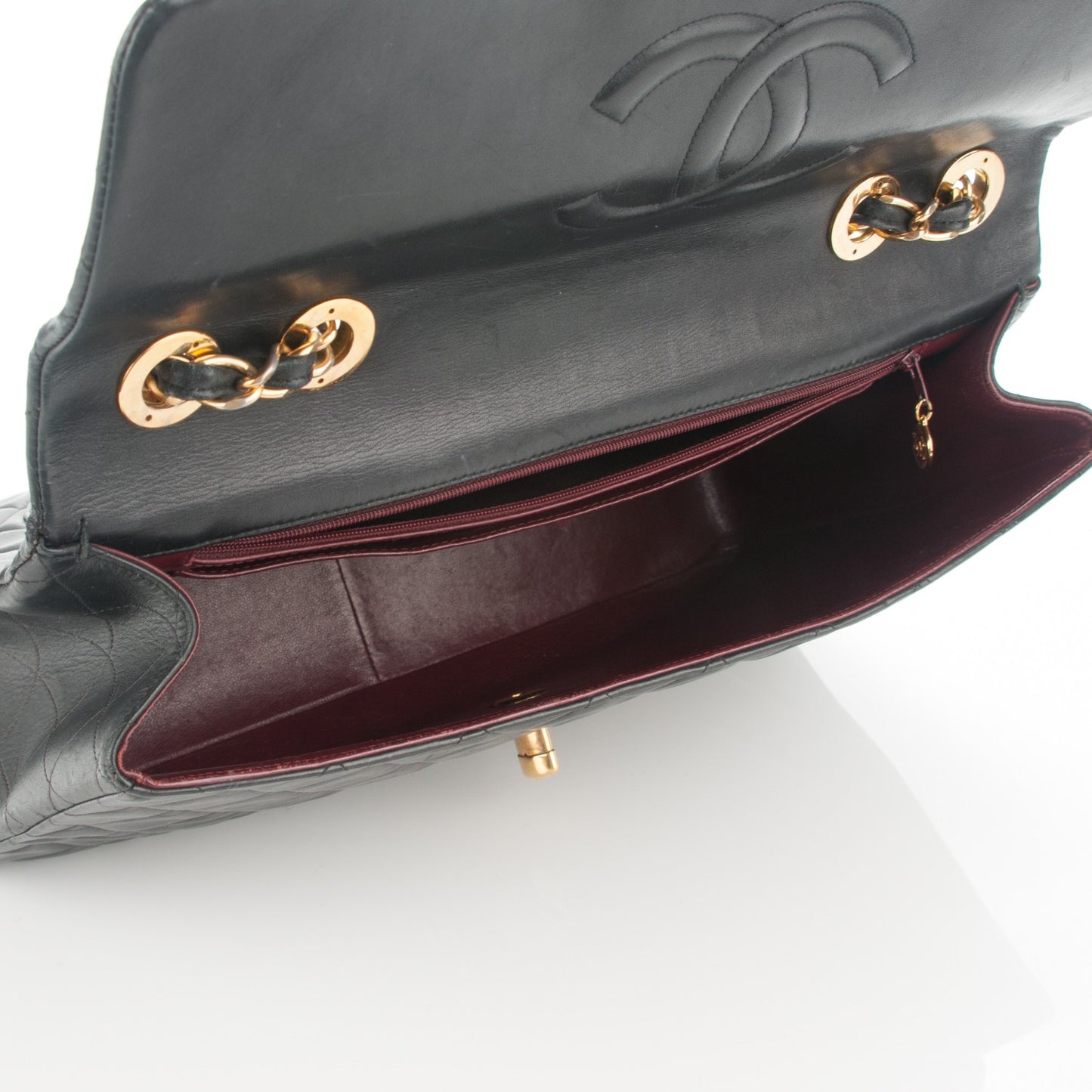 Lambskin Quilted XL Jumbo Single Flap Black
